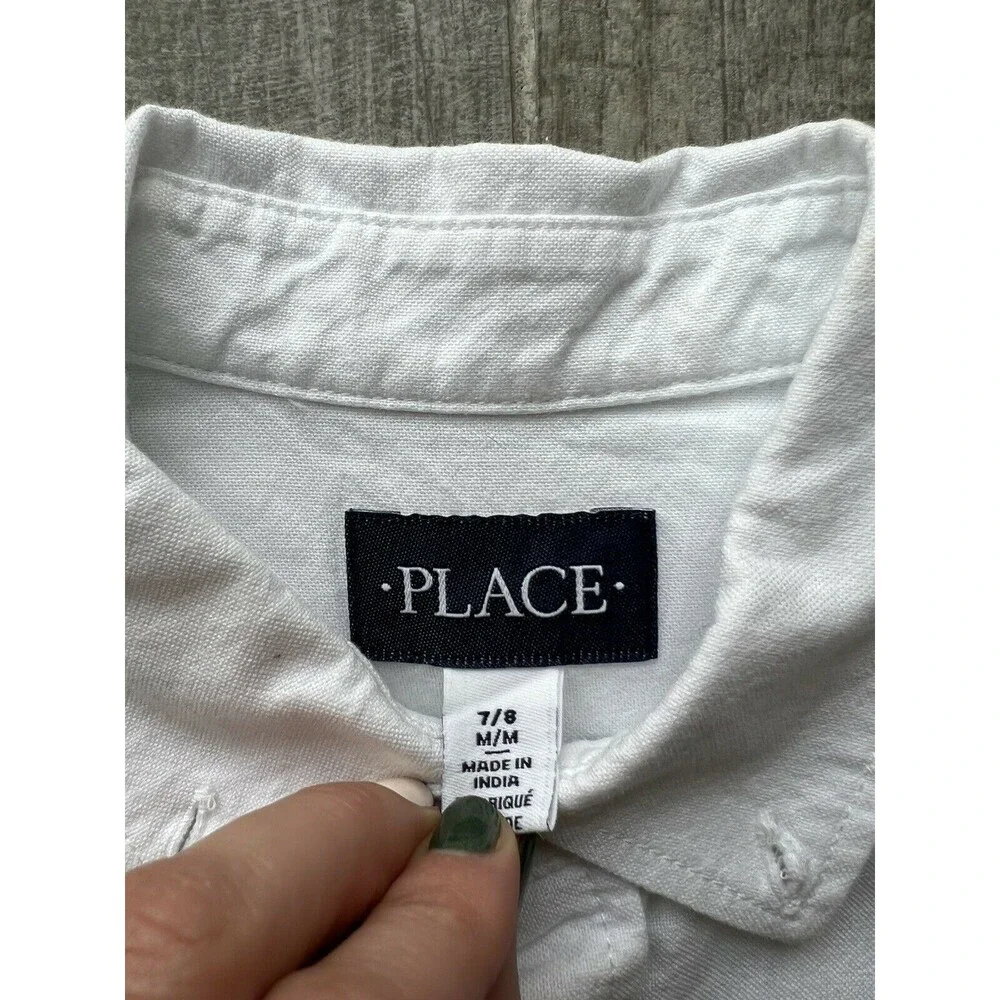 White Button Up Collared Short Sleeve Oxford Shirt Dressy Formal Boys M 7 / 8